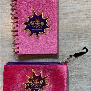 Vintage 2001 Powerpuff pink velour pencil pouch and notebook-- SOLD- 5/14